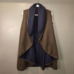 Reversible Blanket Vest Women's Oversized Shawl, One Size Fits Most, Blue Green